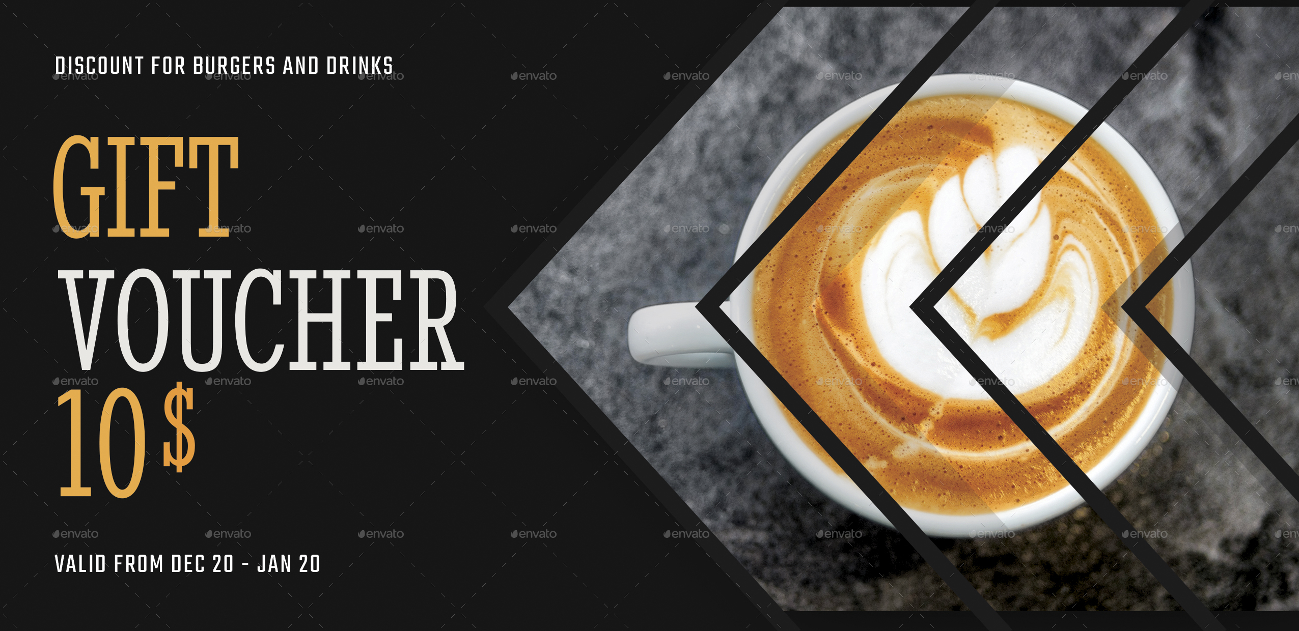 Gift Voucher Design for Cafe, Restaurant, Burger and Coffee Shop, Print